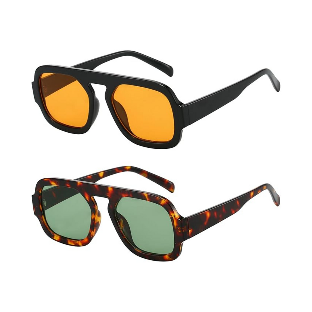 MUNSADE - Trendy Square Aviator Sunglasses for Women