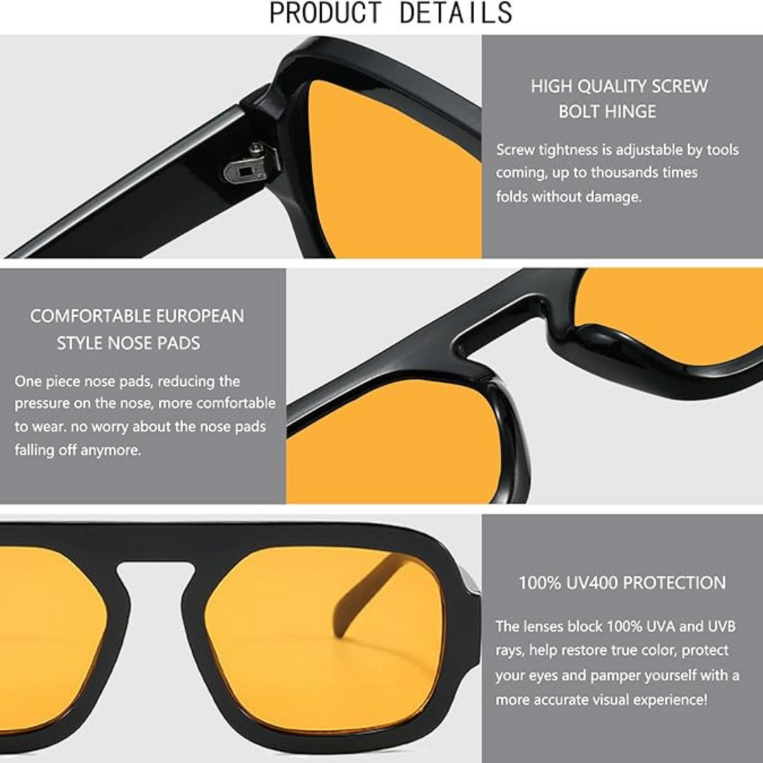 MUNSADE - Trendy Square Aviator Sunglasses for Women