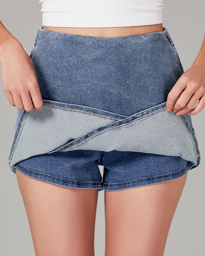 The Denim Wrap Skort