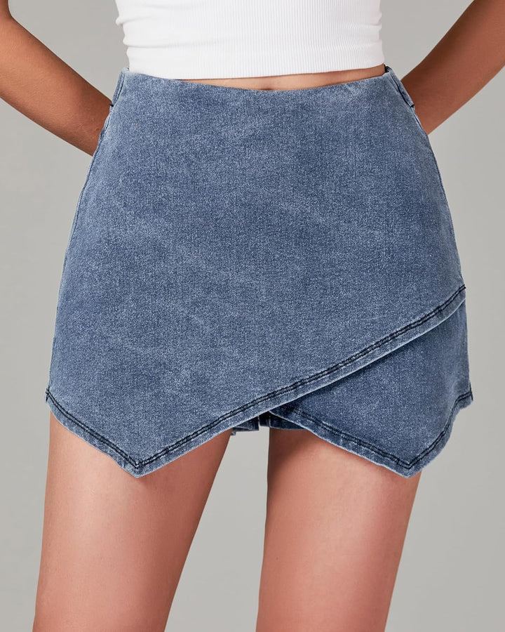 The Denim Wrap Skort
