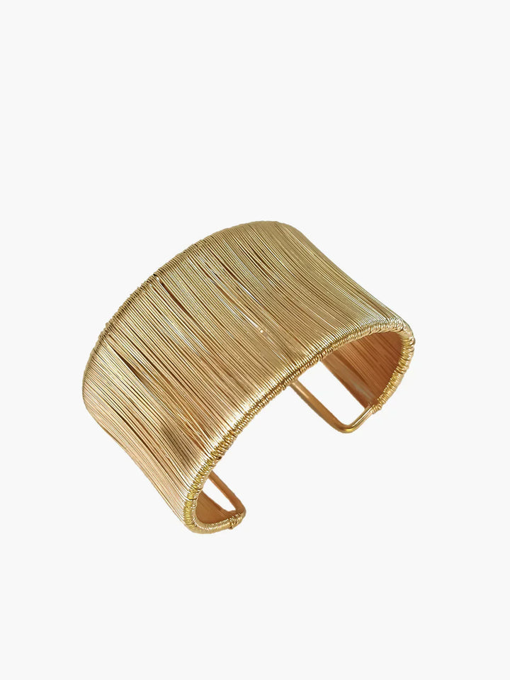 Leina Gold Ribbed Wire Cuff Bracelet