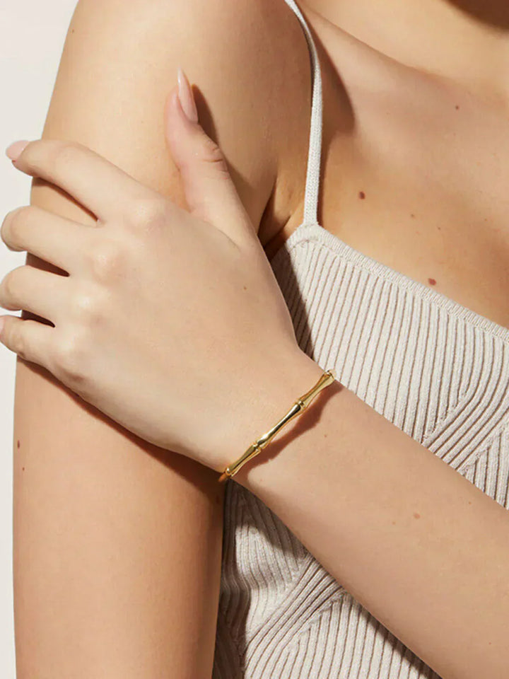 Lexy Golden Open Bamboo Bracelet