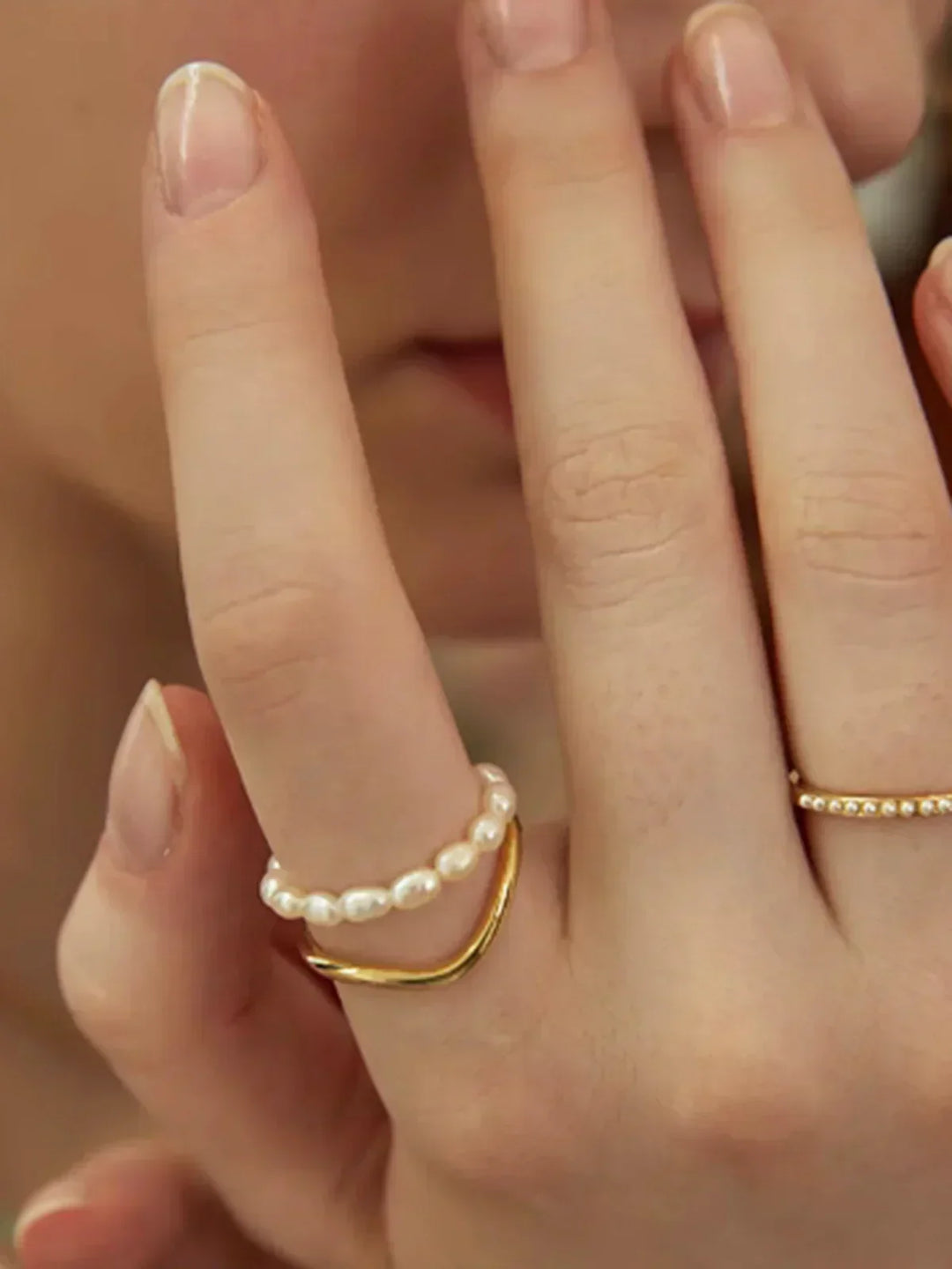 Kara Double Layer Pearl Ring