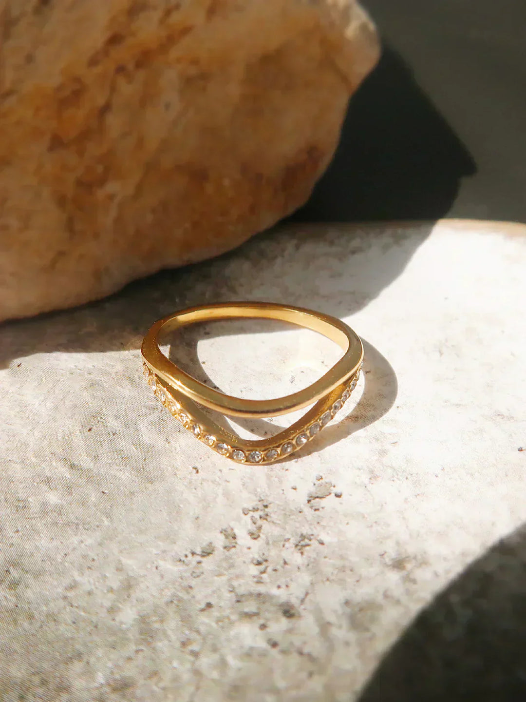 High Tide Golden Diamond Wave Ring