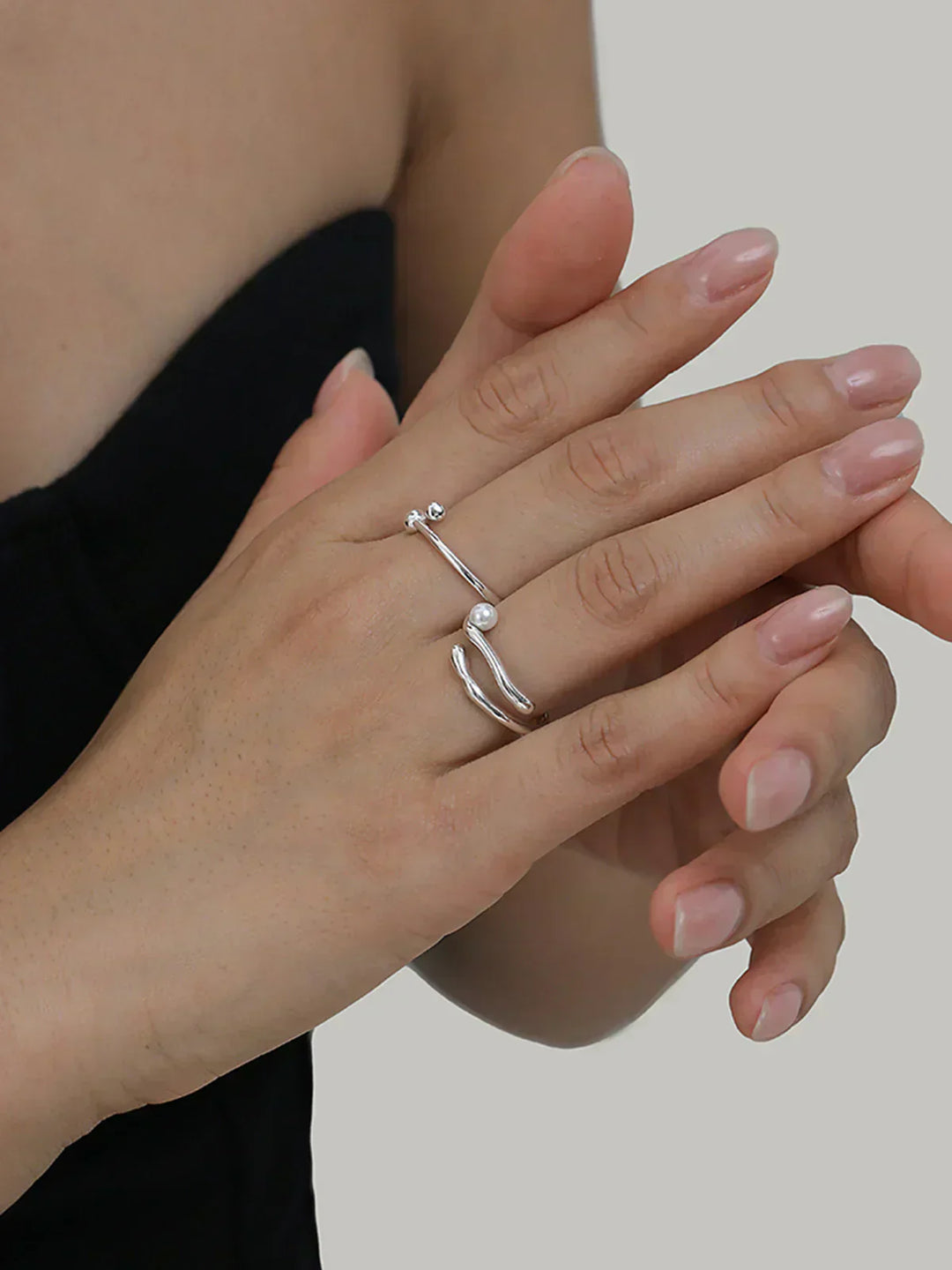 Reilly Faux Pearl Open Hoop Ring