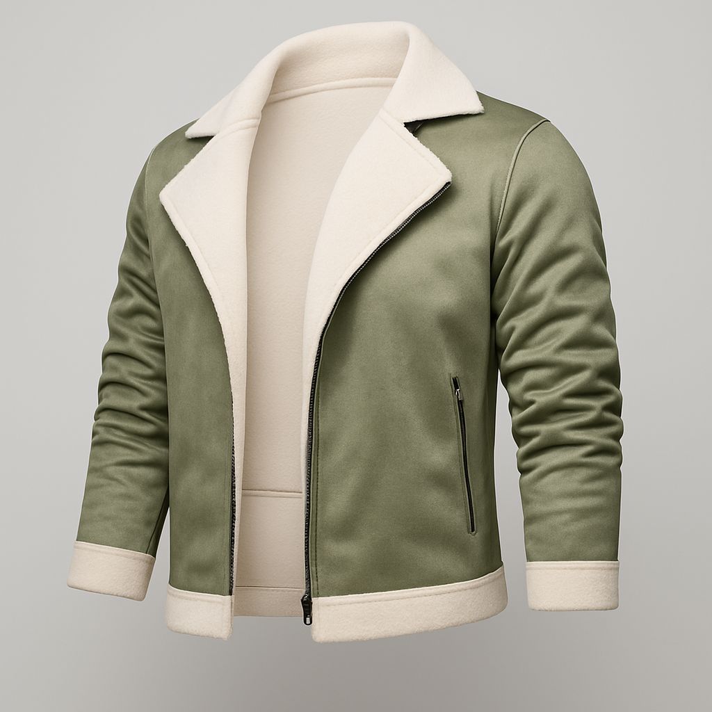 KARSTON - Bomber Jacket with Contrast Collar and Lining Sage Green