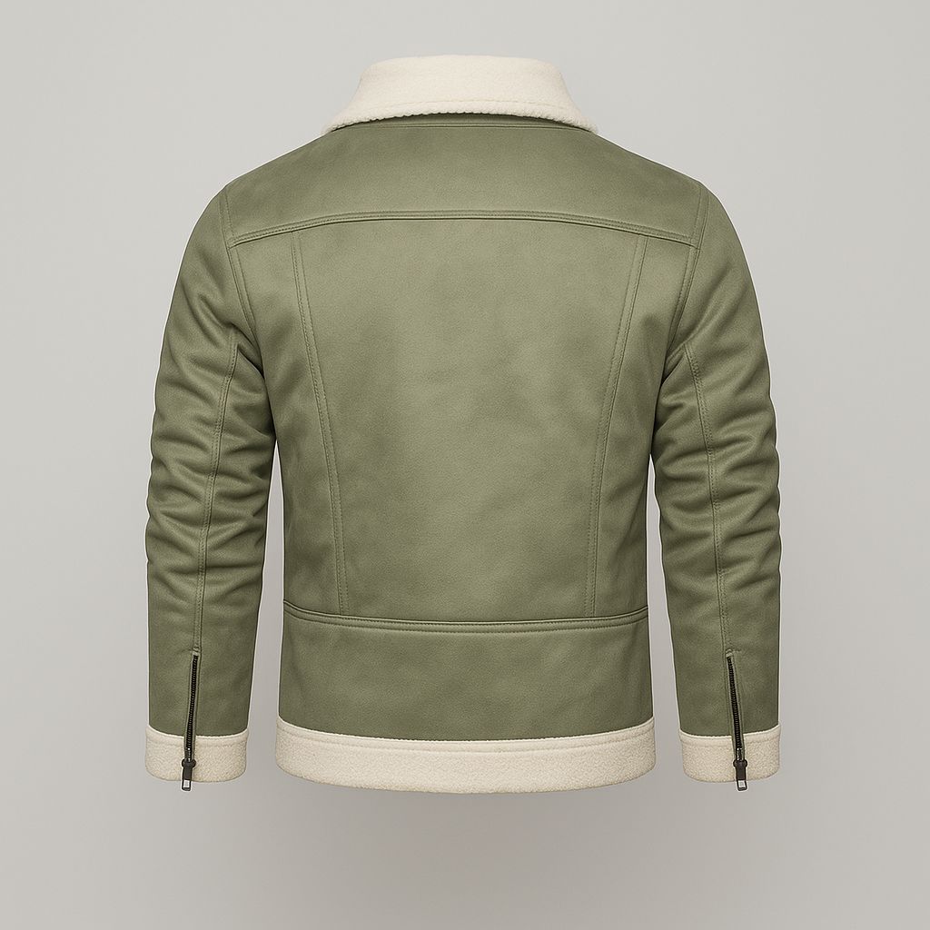 KARSTON - Bomber Jacket with Contrast Collar and Lining Sage Green