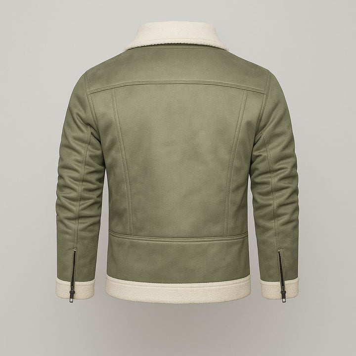 KARSTON - Bomber Jacket with Contrast Collar and Lining Sage Green