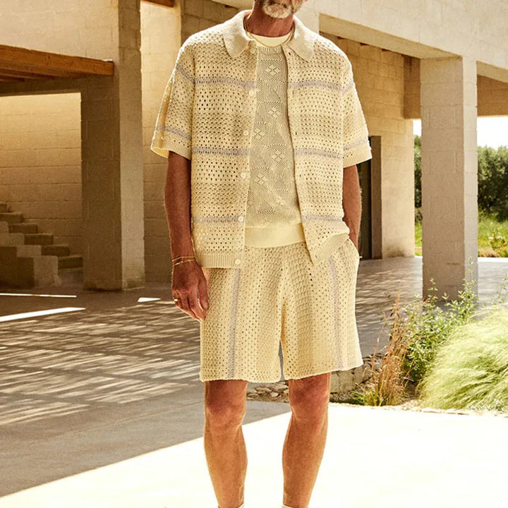 BAINARD - Men's Retro Knit Short Sleeve Set