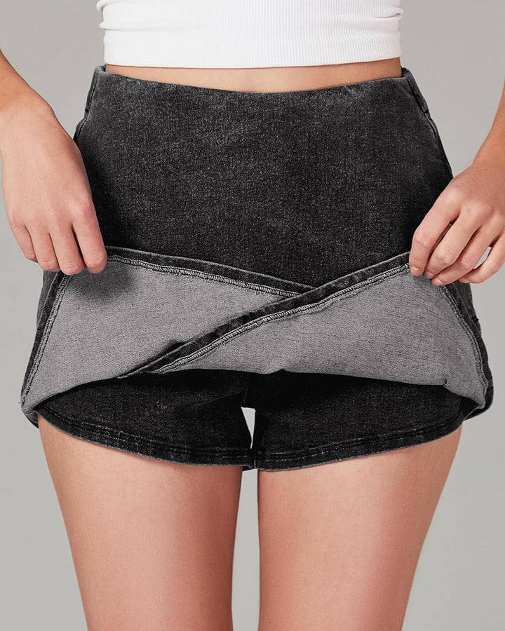 The Denim Wrap Skort