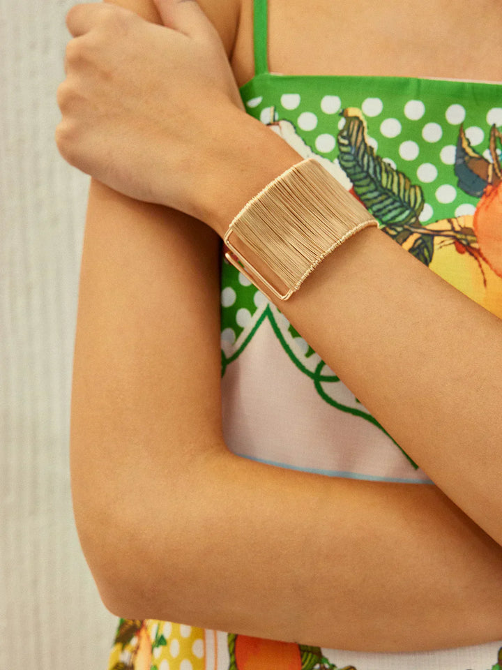Leina Gold Ribbed Wire Cuff Bracelet
