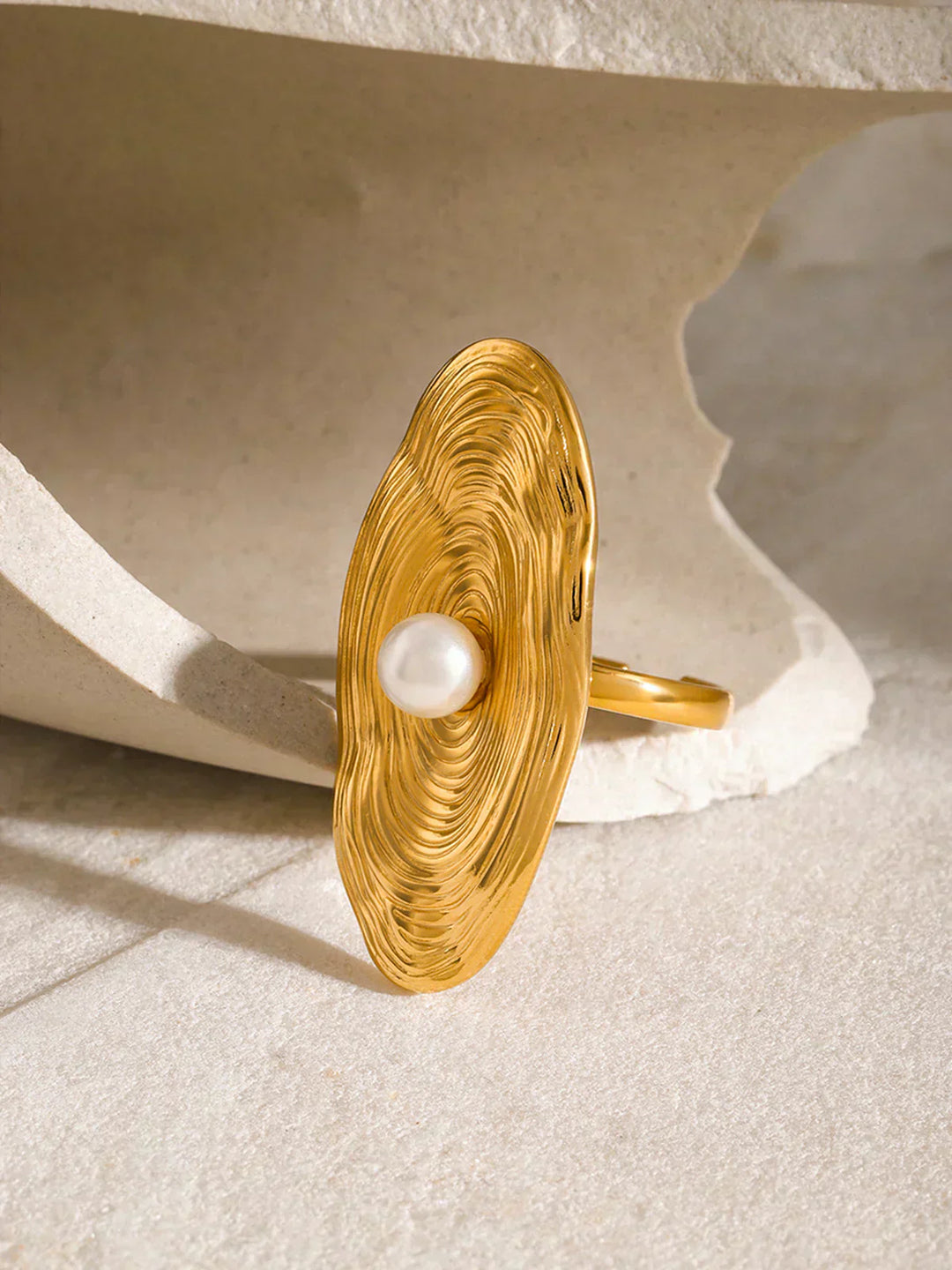 Always Vibing Golden Pearl Ring