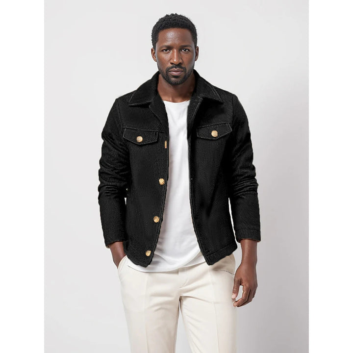 ANDERS - Men's Brown Textured Buttoned Jacket