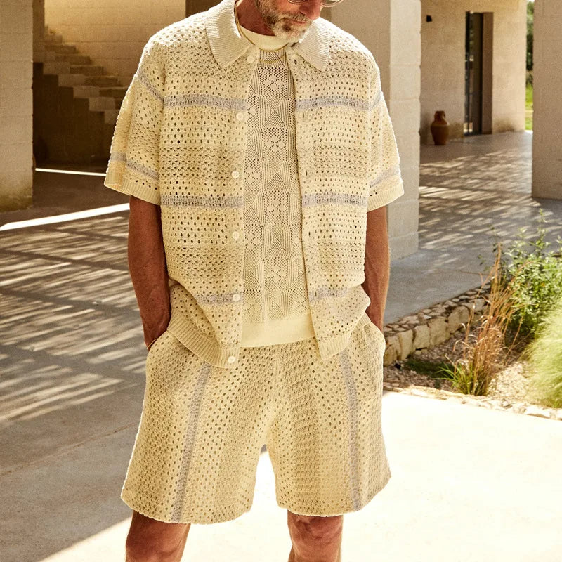 BAINARD - Men's Retro Knit Short Sleeve Set