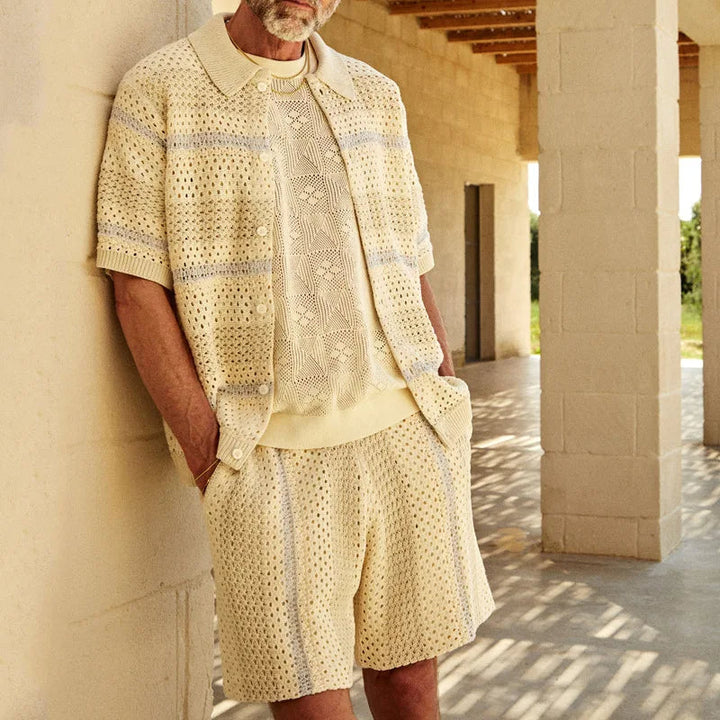 BAINARD - Men's Retro Knit Short Sleeve Set