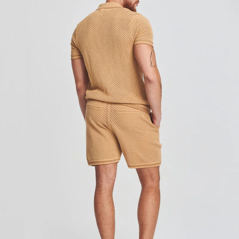 ATEM - Men's Mesh Knit Buttoned Lounge Set